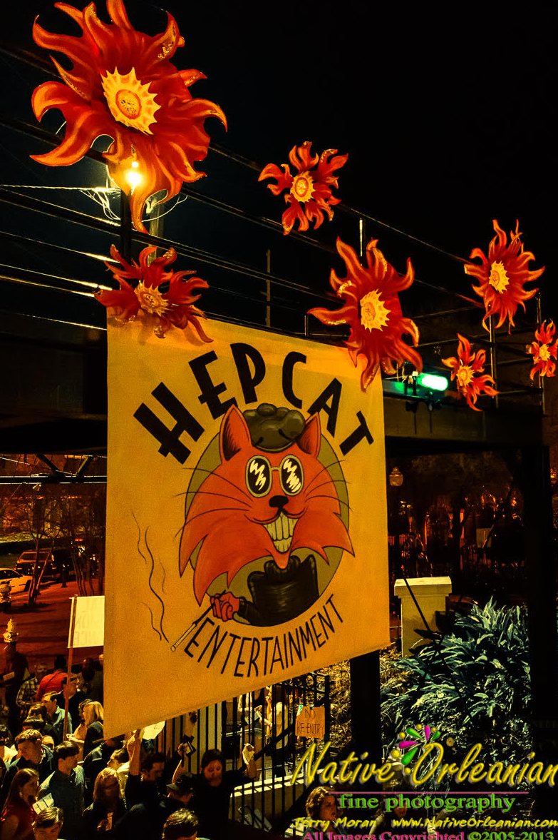 Hep Cat Entertainment banner at a New Orleans concert event