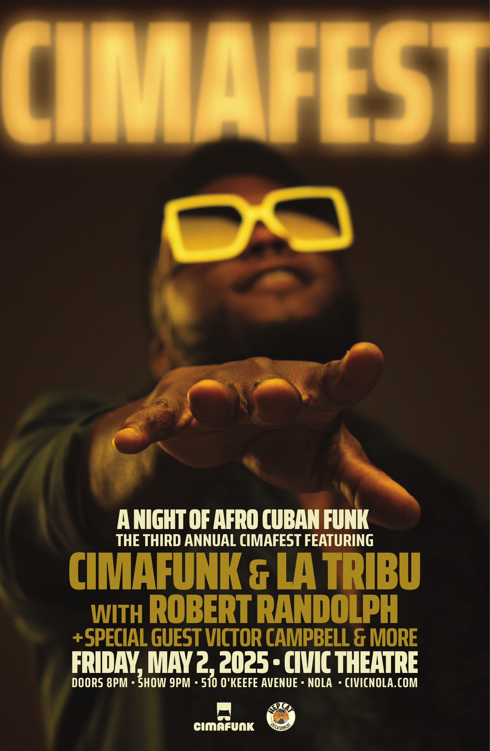 2025 Cimafest NOLA poster featuring Cimafunk and Robert Randolph